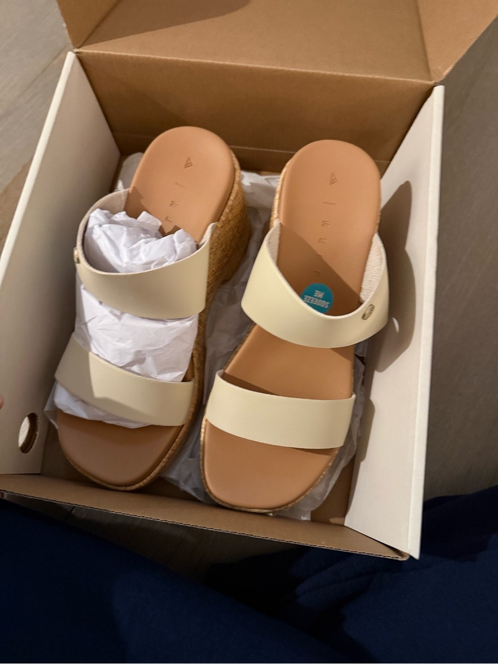 Reef Women's Cream Double-Strap Wedge Sandals